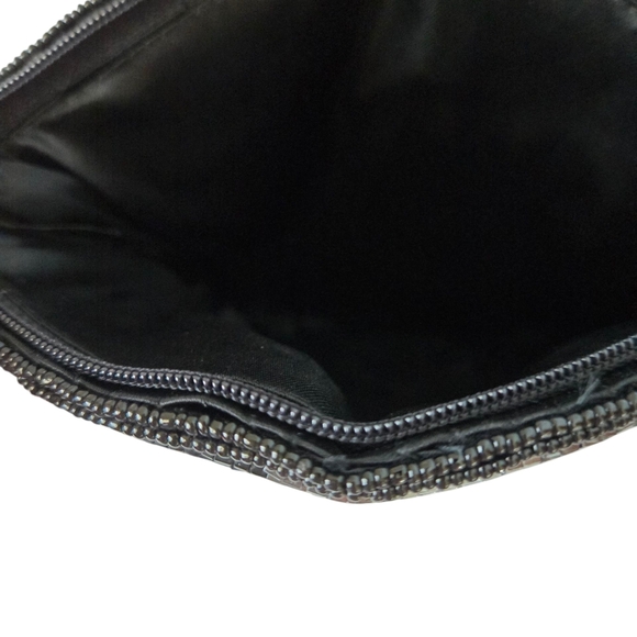 FUN Black & Silver Beaded "Vintage" Inspired Cocktail Purse/Evening Bag - Picture 6 of 9